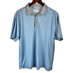TRAVIS MATHEW ☆ Short Sleeve Polo Golf Shirt ☆ Blue w/ Grey Collar